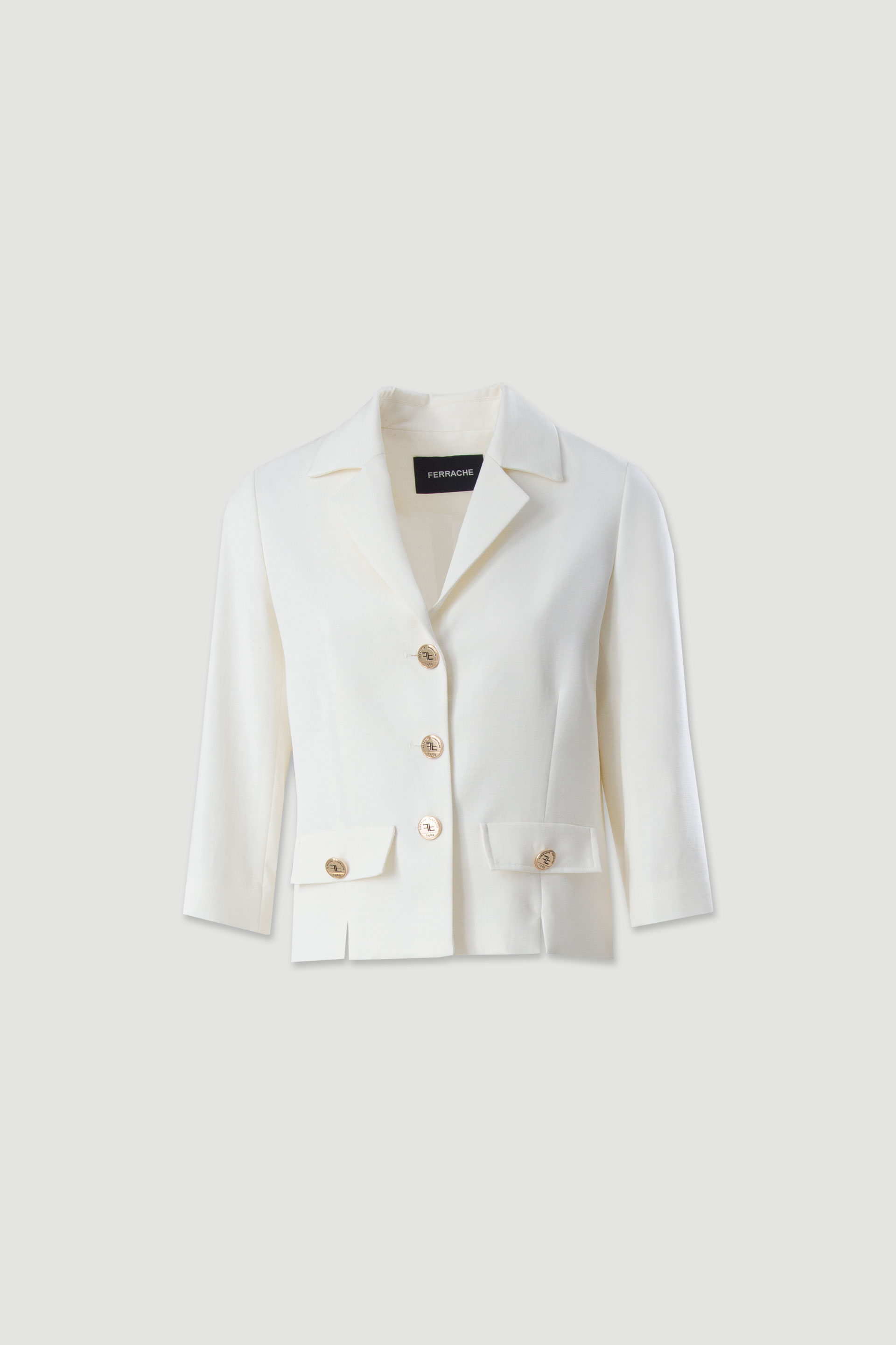 Blazer curto clássico com manga 3/4