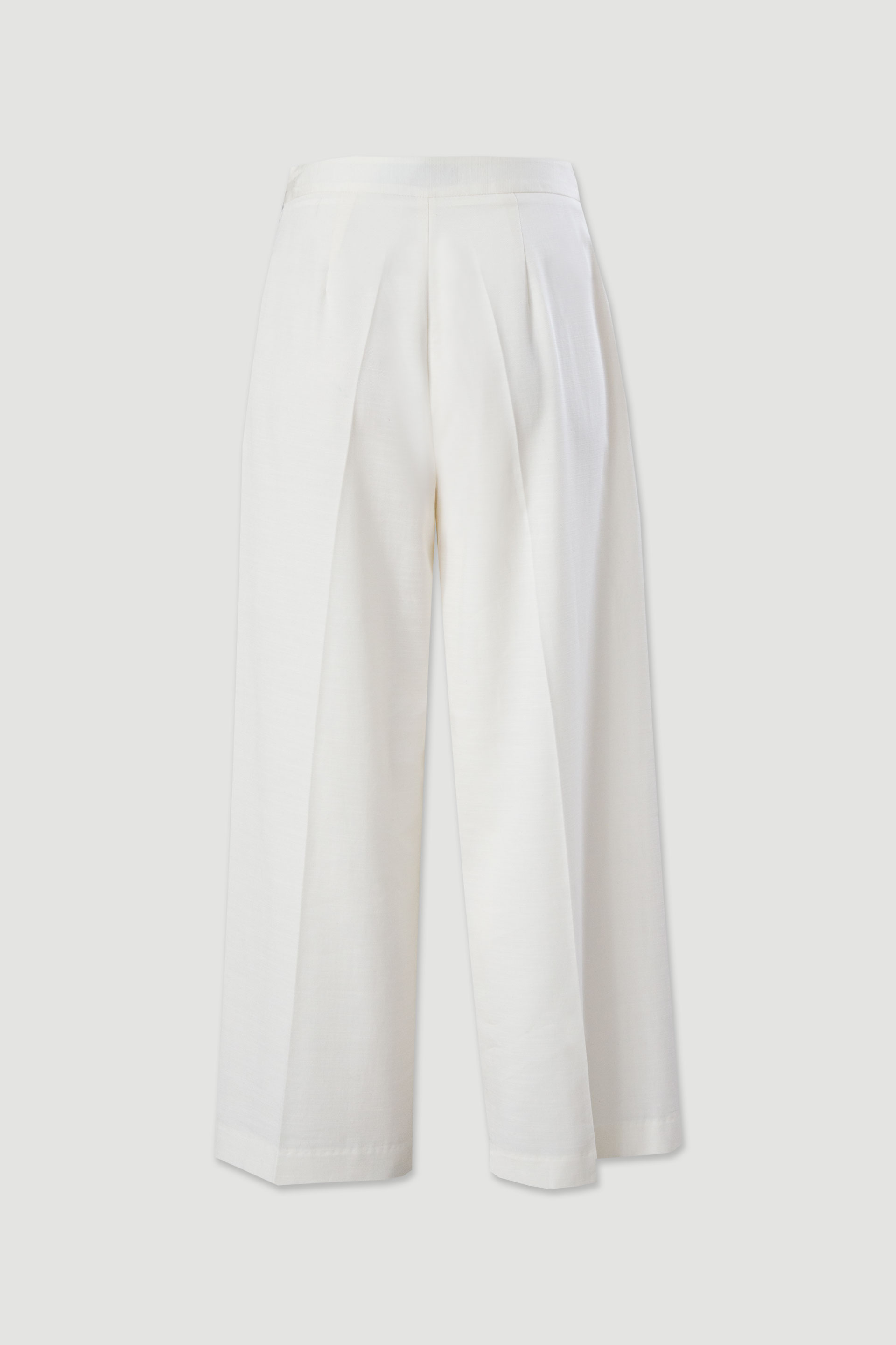 Calça culotte em mistura de algodão com cintura subida