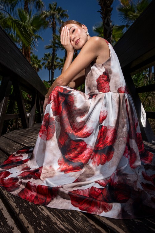 Vestido midi con estampado floral