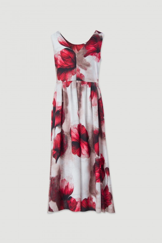 Vestido midi com estampado floral