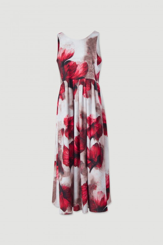 Vestido midi com estampado floral