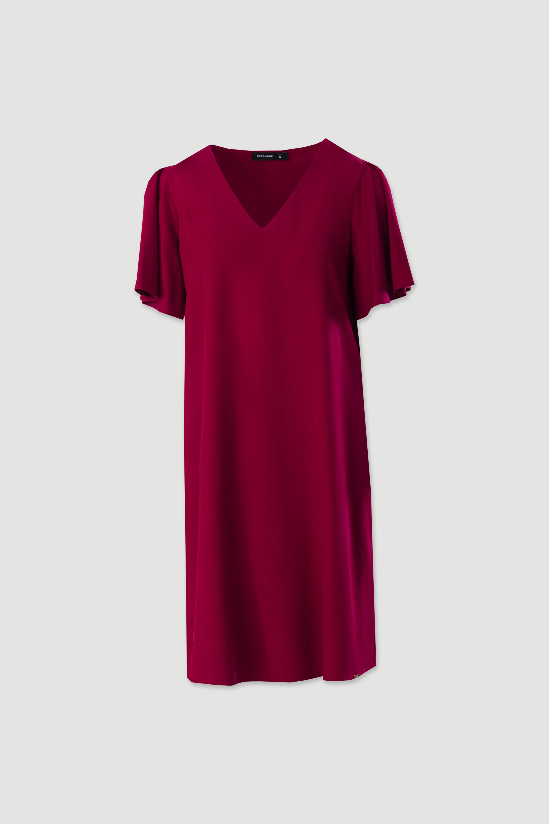 Vestido corto fluido con mangas de volante