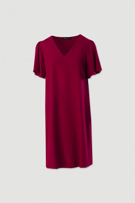 Vestido corto fluido con mangas de volante