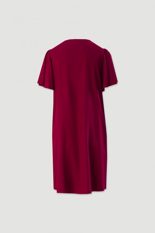 Vestido corto fluido con mangas de volante