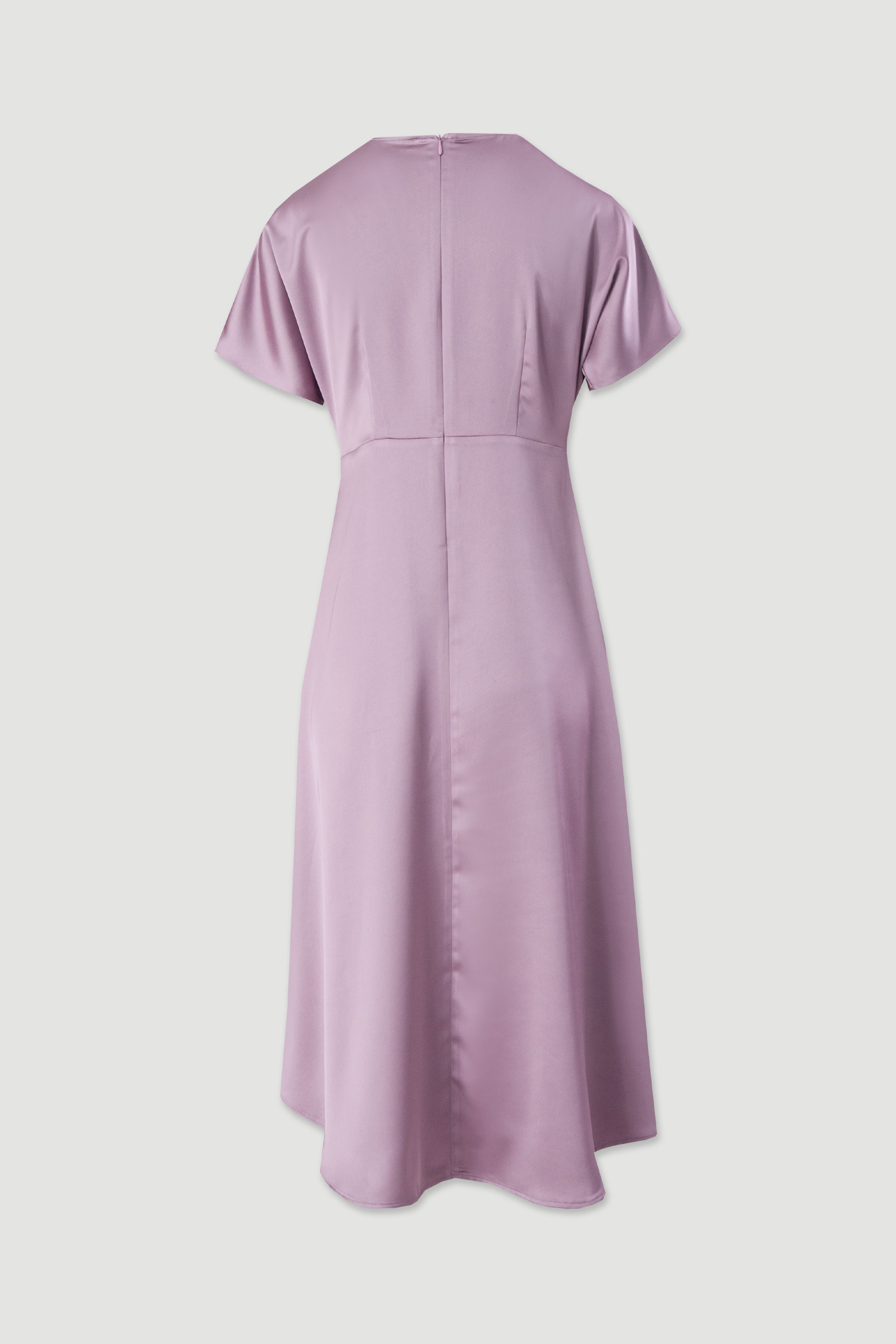 Vestido midi asimétrico satinado con escote en v