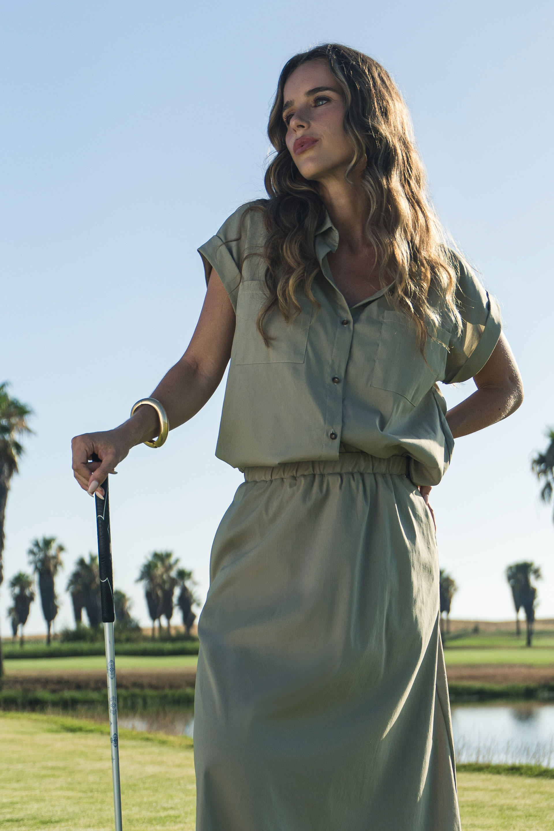 Camisa de algodão com corte direito