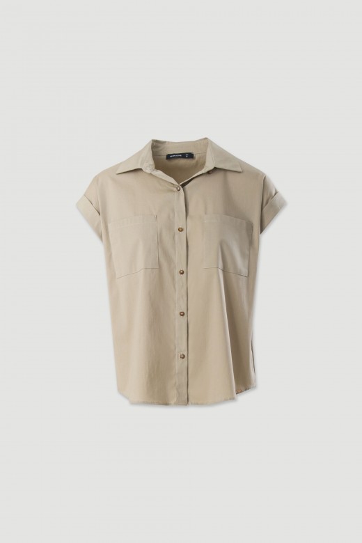 Camisa de algodón de corte recto Camisa de algodón de corte recto