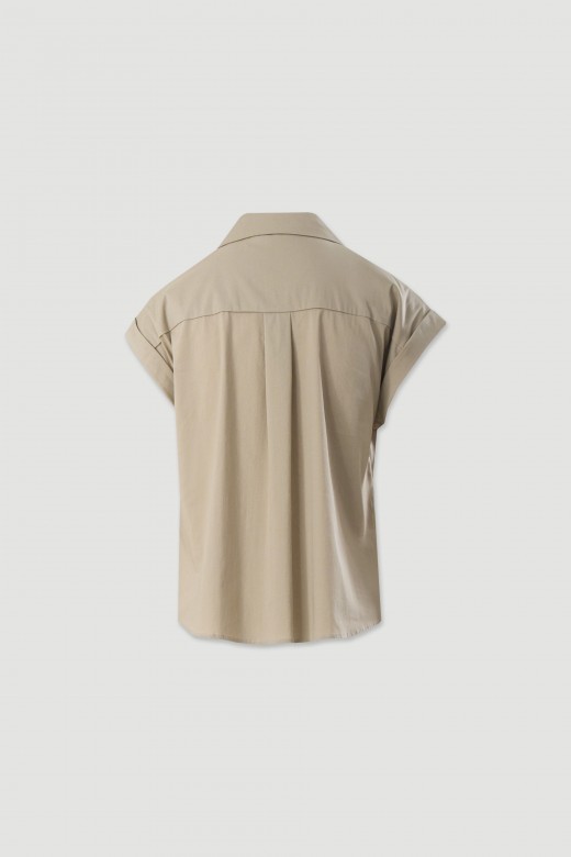 Camisa de algodón de corte recto Camisa de algodón de corte recto