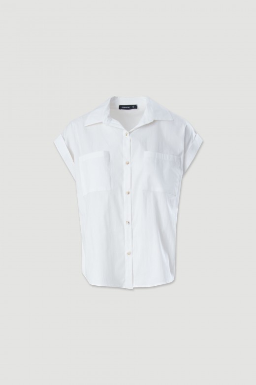 Camisa de algodão com corte direito Camisa de algodão com corte direito