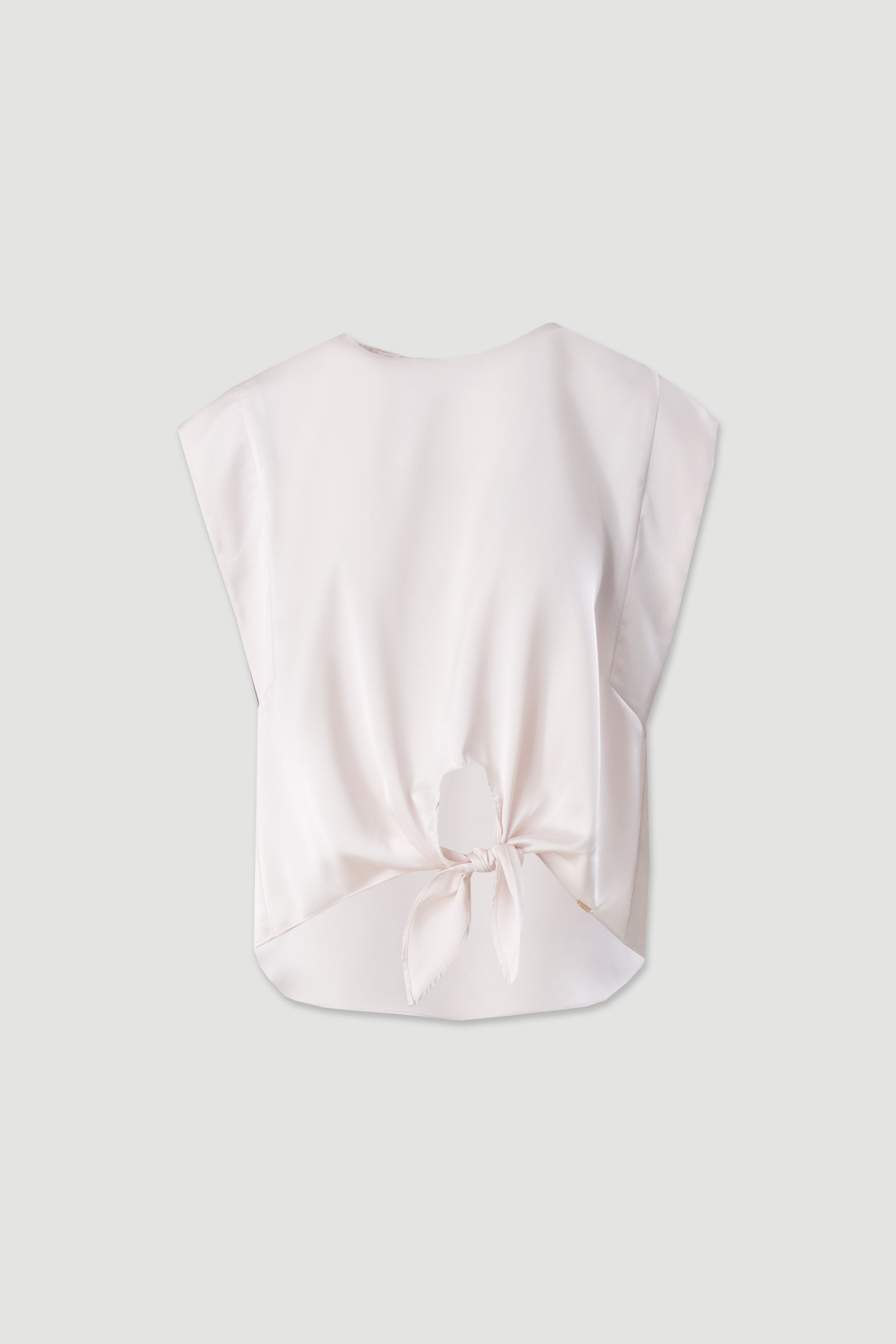 Asymmetrical satin tunic with front bow