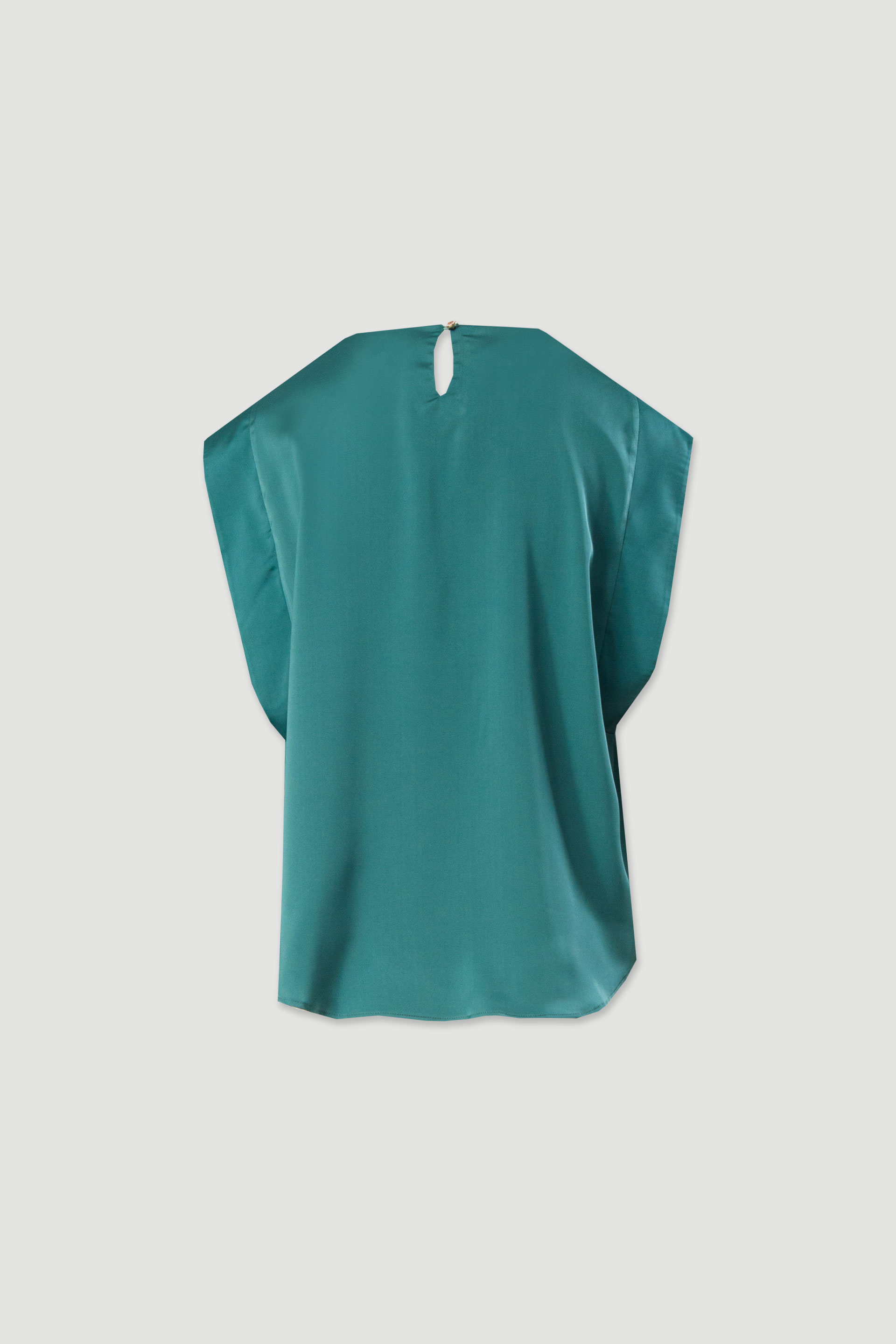 Asymmetrical satin tunic with front bow