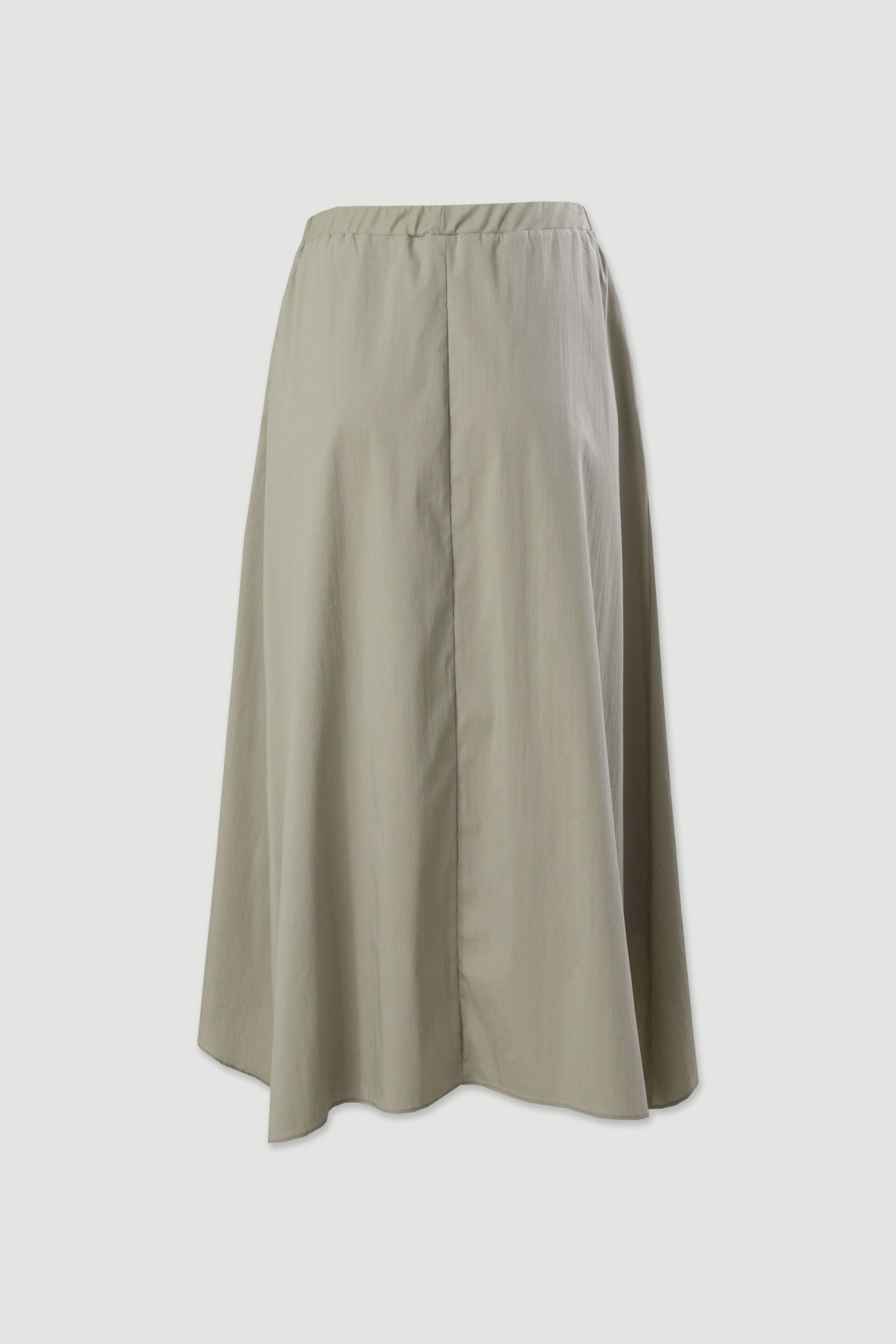 Asymmetric cotton-blend midi skirt