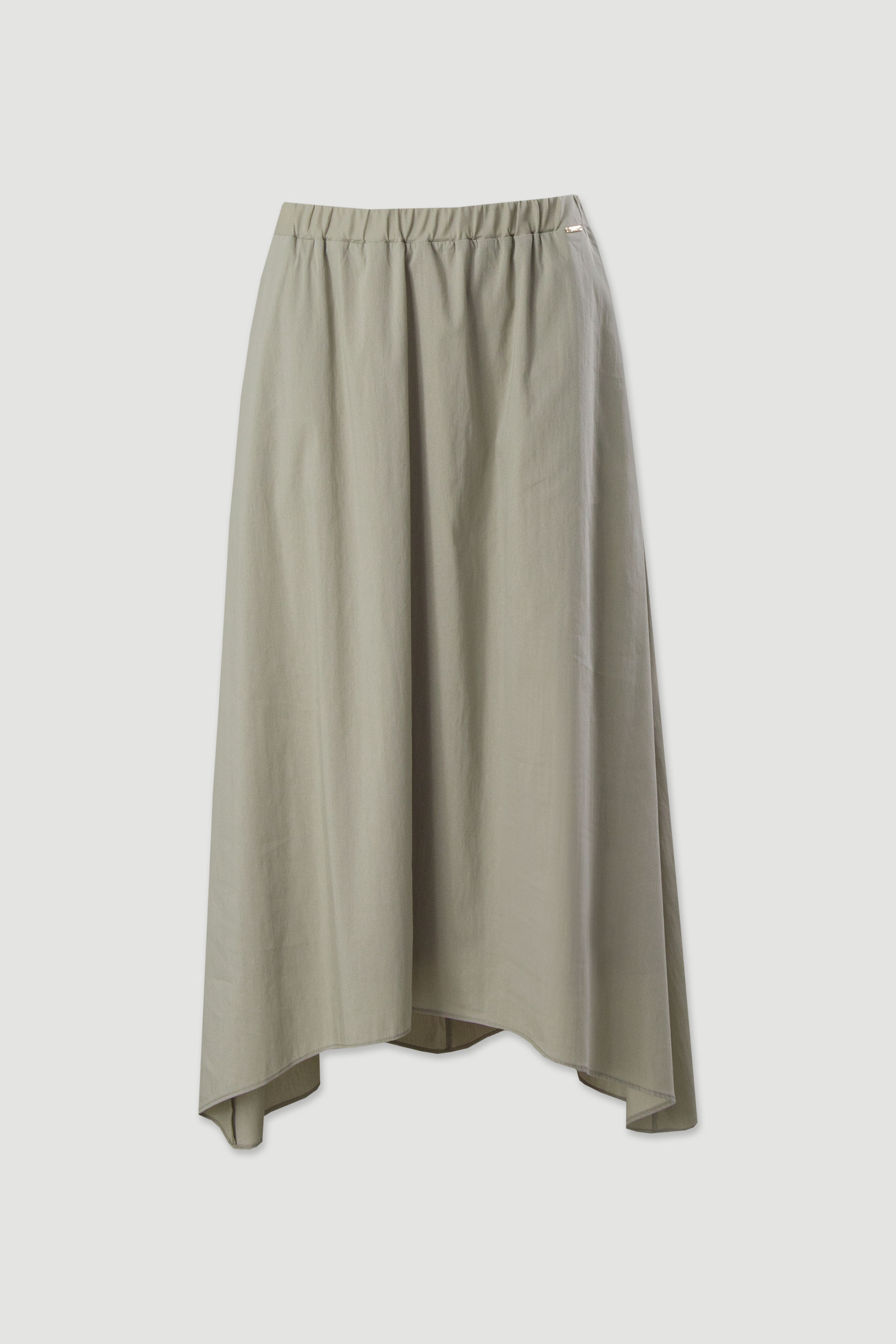 Asymmetric cotton-blend midi skirt
