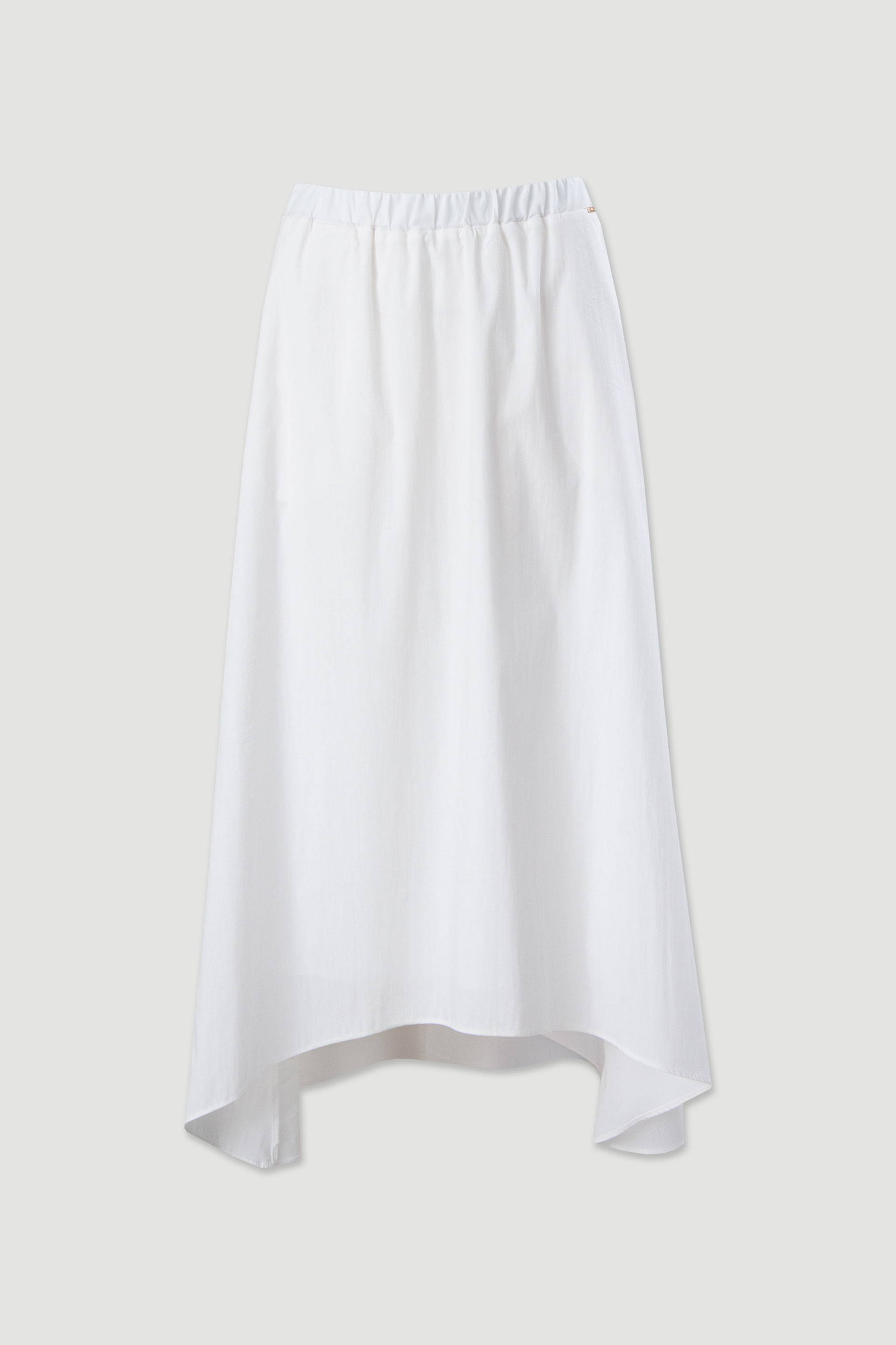 Asymmetric cotton-blend midi skirt