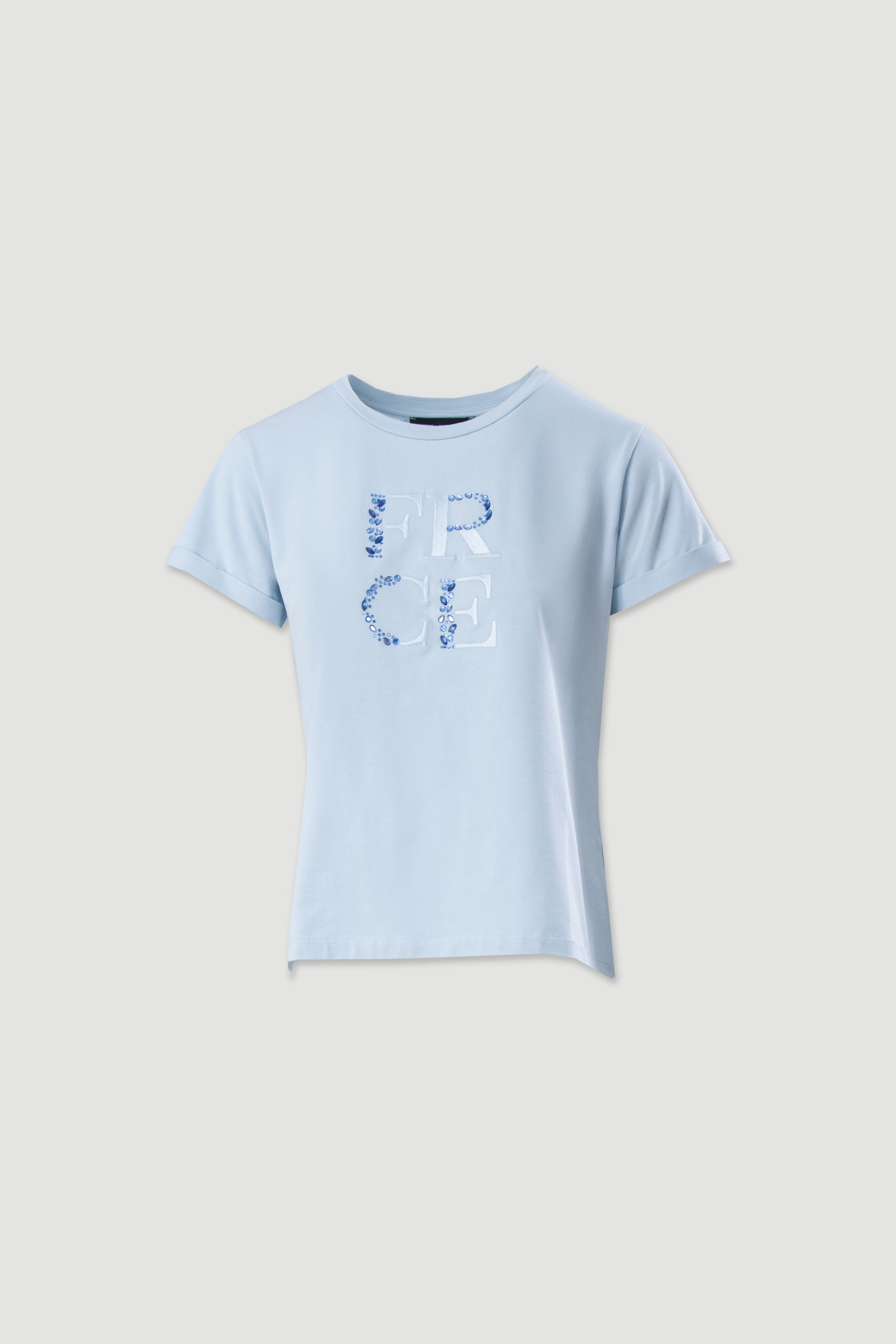 Basic t-shirt with transfer print and embroidery