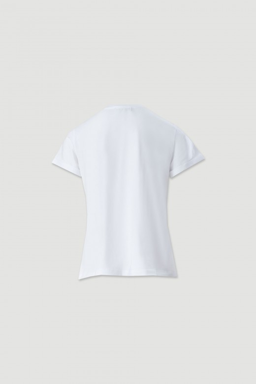 Basic t-shirt with transfer print and embroidery