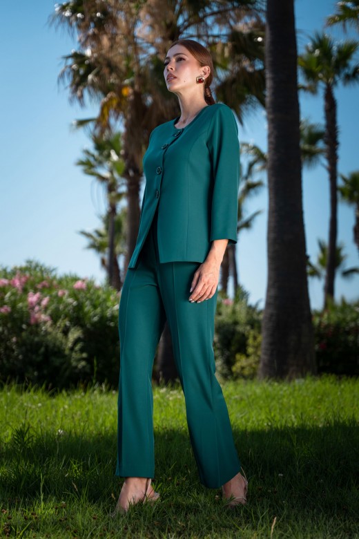 Classic flare trousers with overlapping slit detail