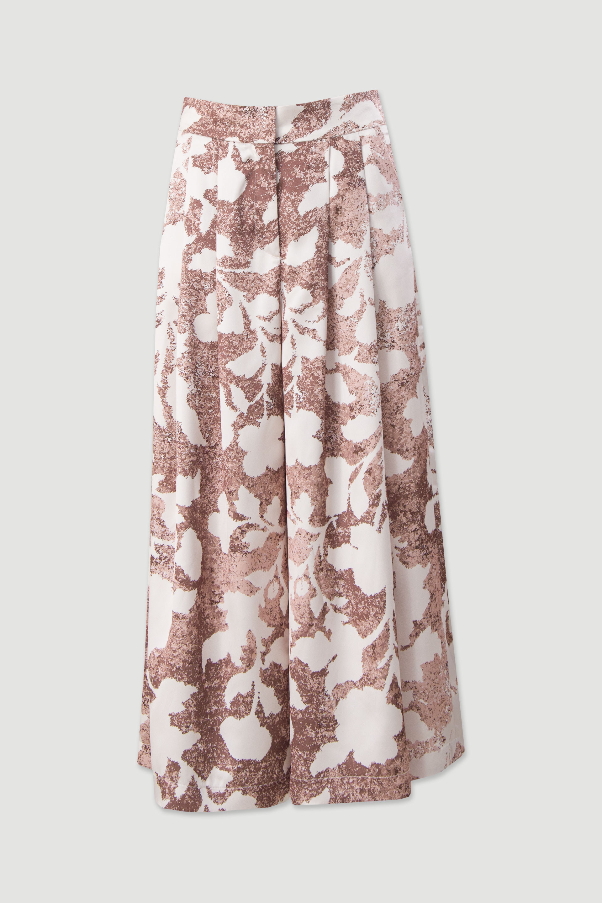 Pantalón satinado wide leg de tiro alto con pliegues frontales