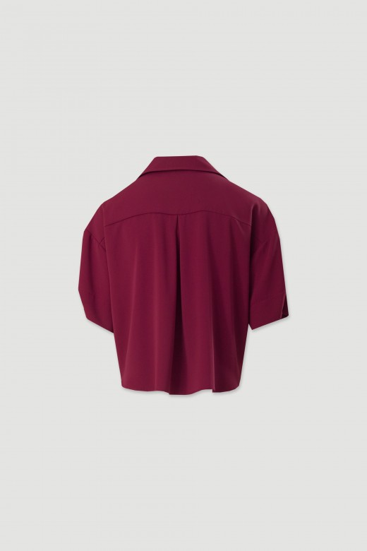Blusa curta fluida 100% algodo com decote em bico