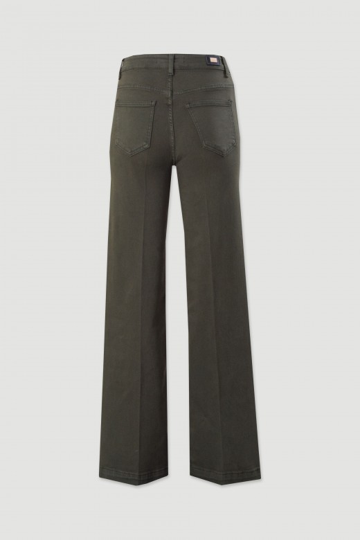 Pantaln de sarga de tiro alto con mezcla de algodn