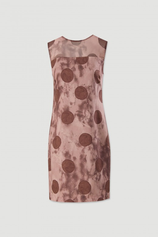 Vestido corto estampado con detalle de tul