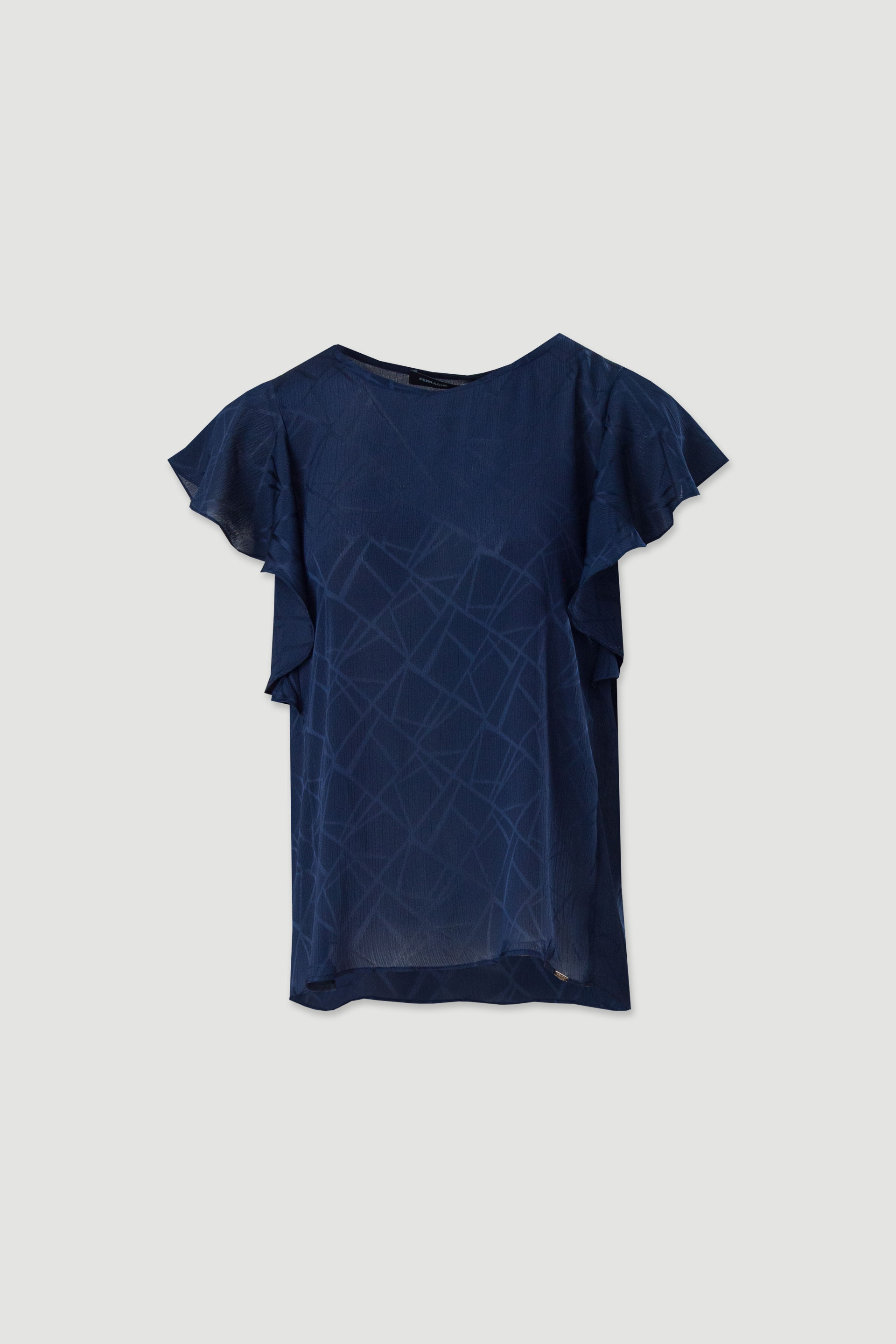 Fluid tunic with short ruffled sleeves