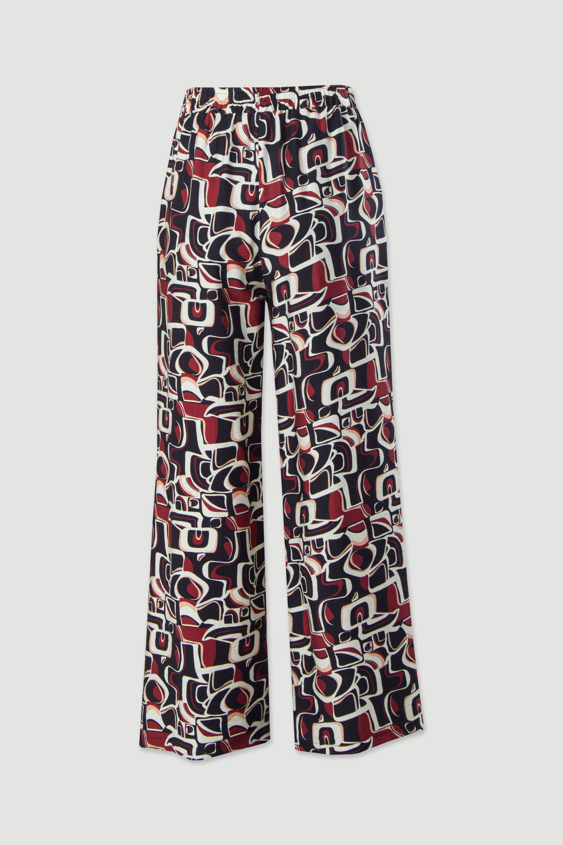 Calça fluída estampada com corte wide leg