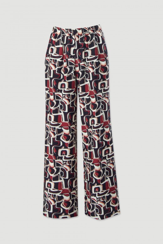 Pantaln fluido estampado con corte wide leg