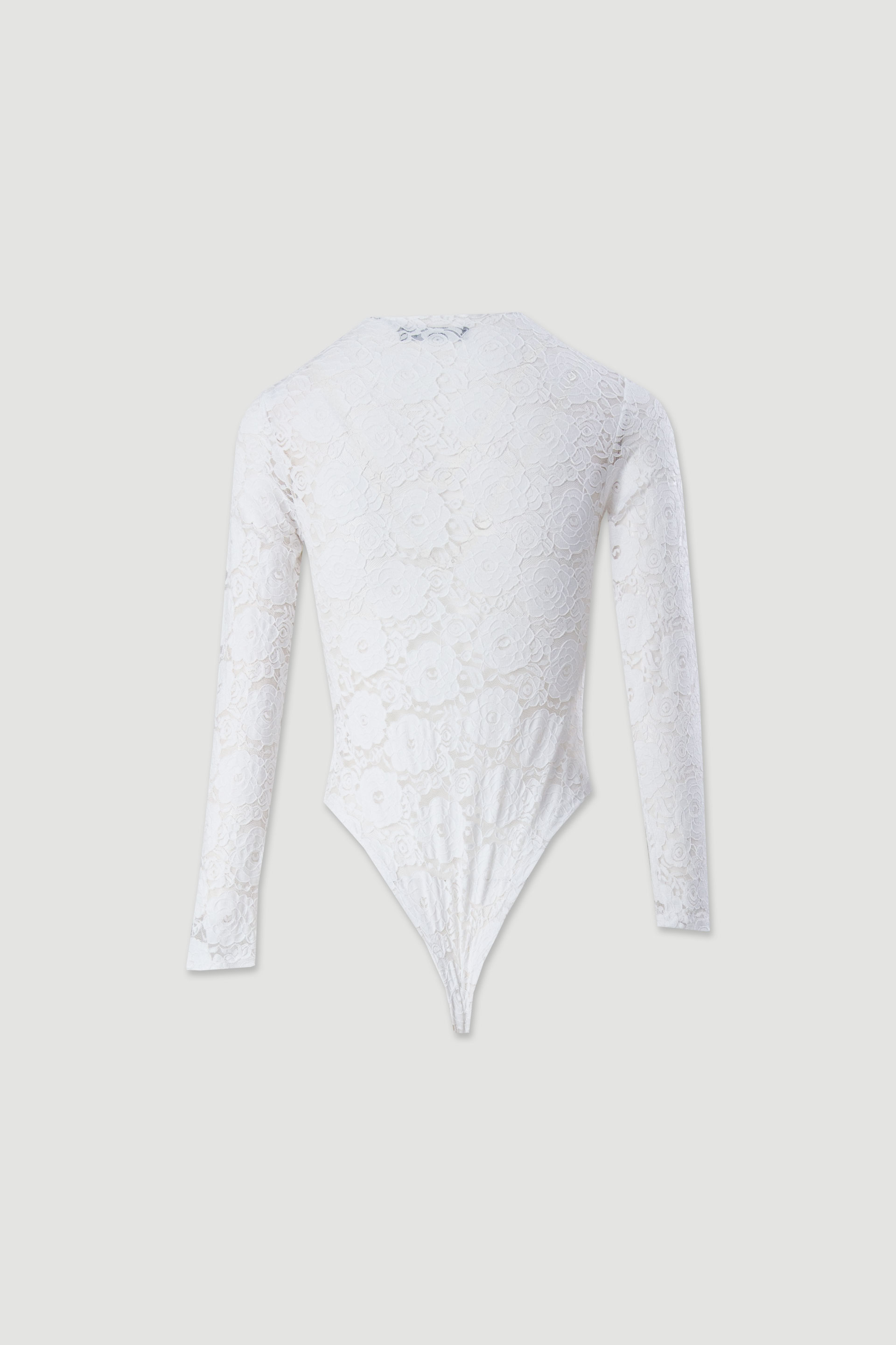 Body justo em renda com manga comprida