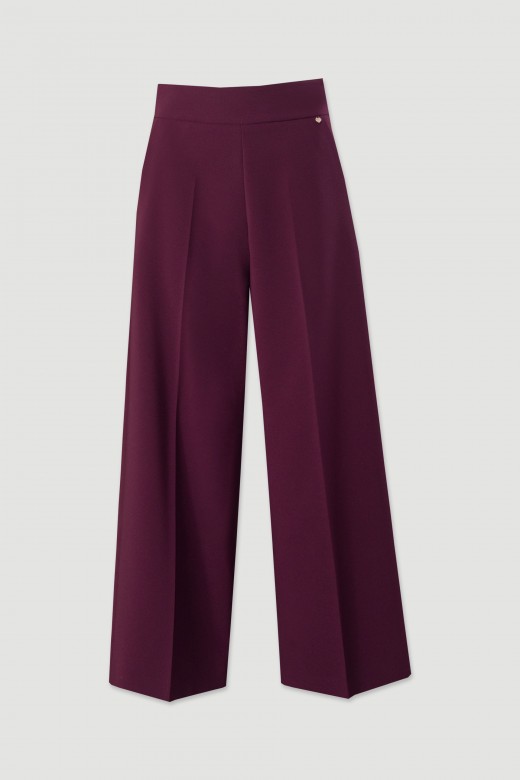 Cropped high-waisted wide leg trousers