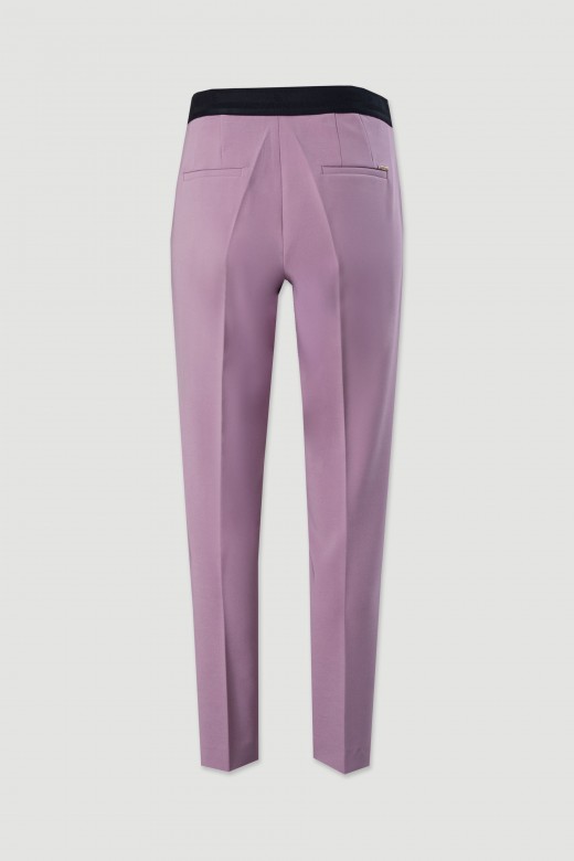 Classic high-waisted trousers with elastic belt detail