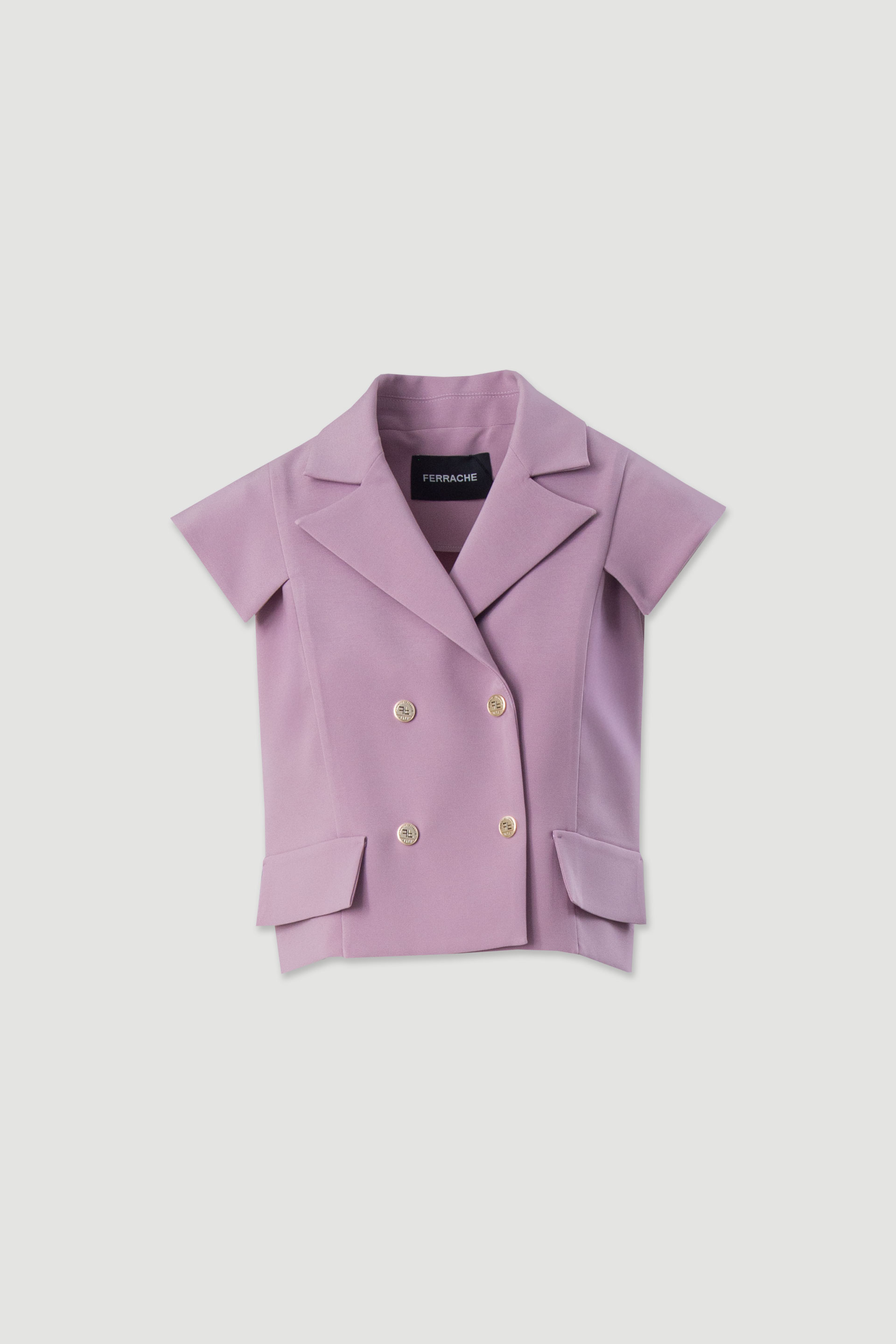 Gilet court croisé avec boutons métalliques