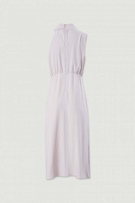 Cinched midi dress with draped collar Cinched midi dress with draped collar