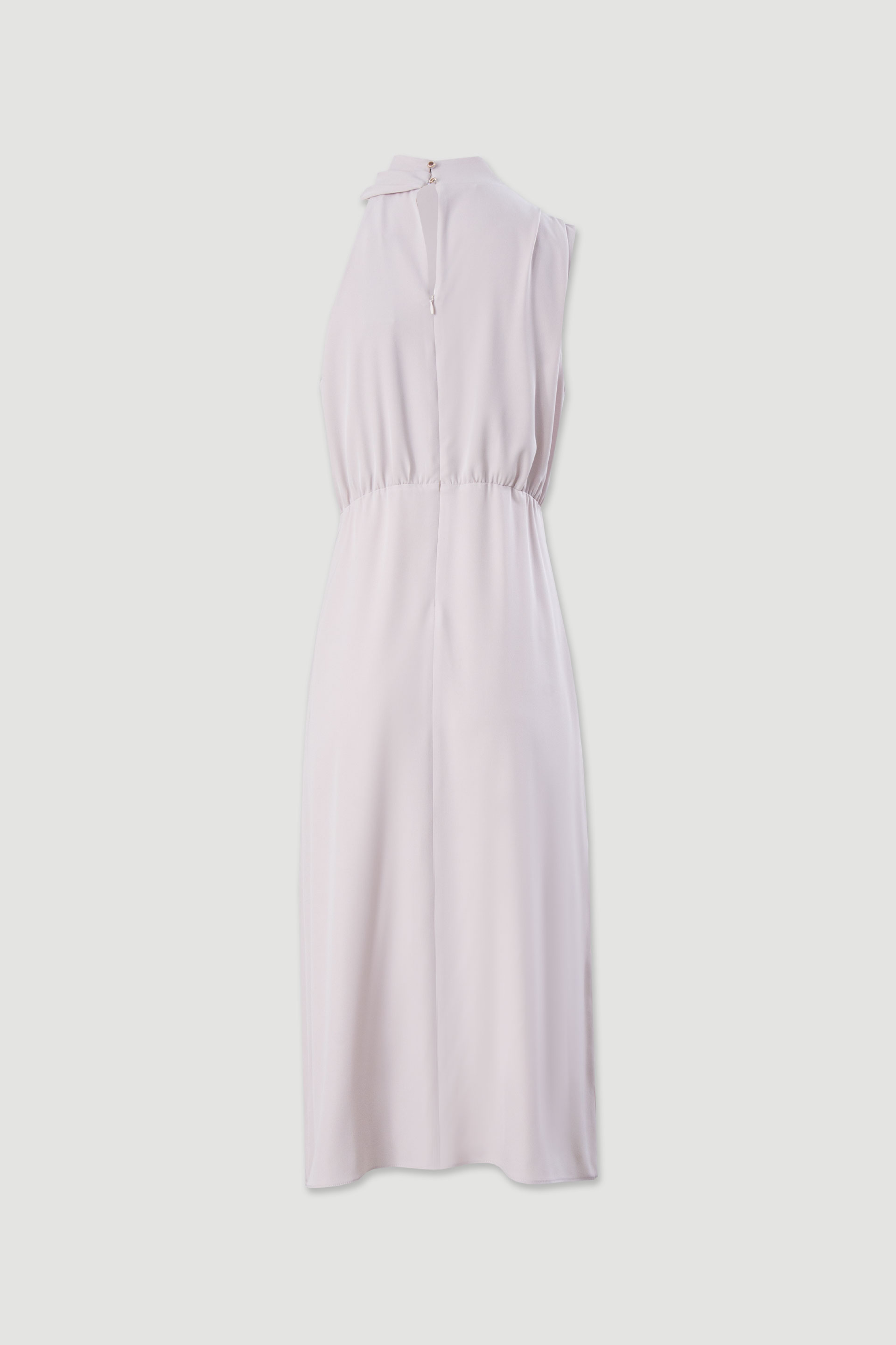 Vestido midi entallado con cuello drapeado