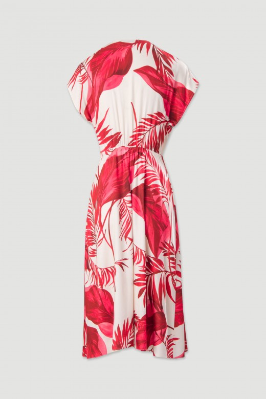 Vestido fluido entallado con estampado y efecto nudo Vestido fluido entallado con estampado y efecto nudo