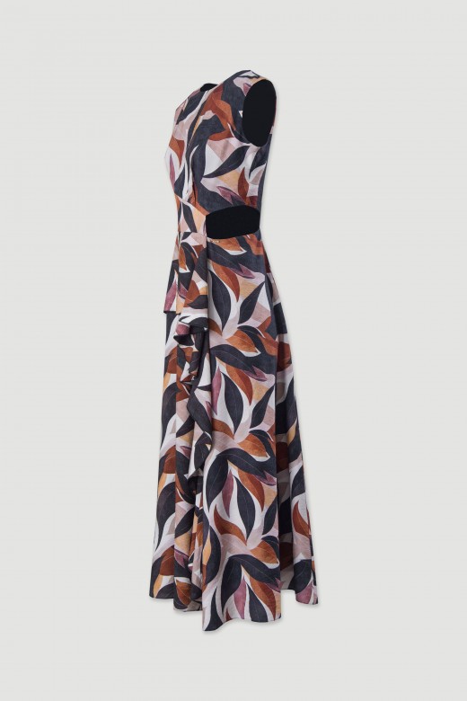 Vestido comprido estampado cut out