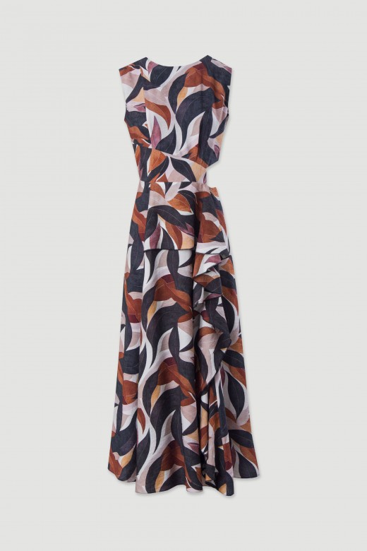 Vestido comprido estampado cut out
