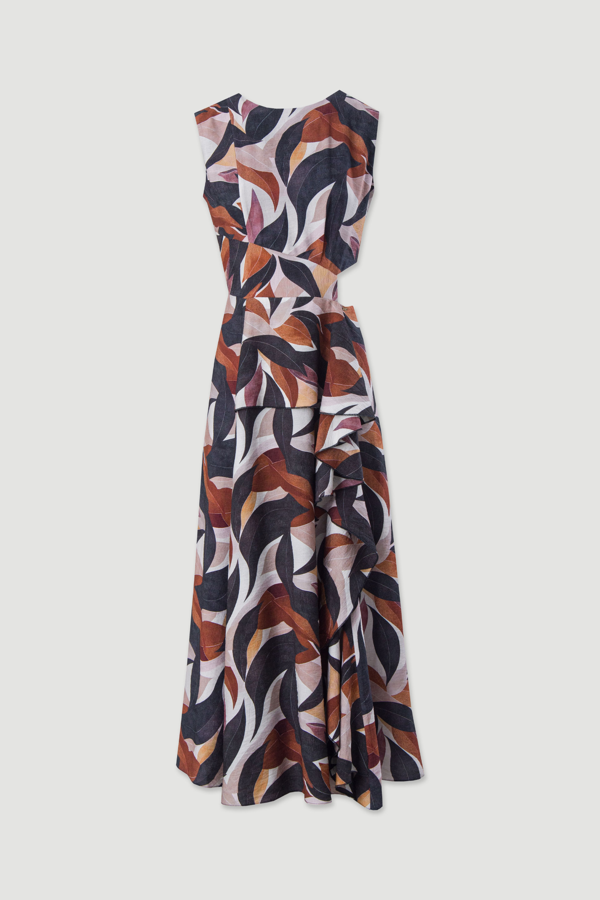 Printed cut-out long dress