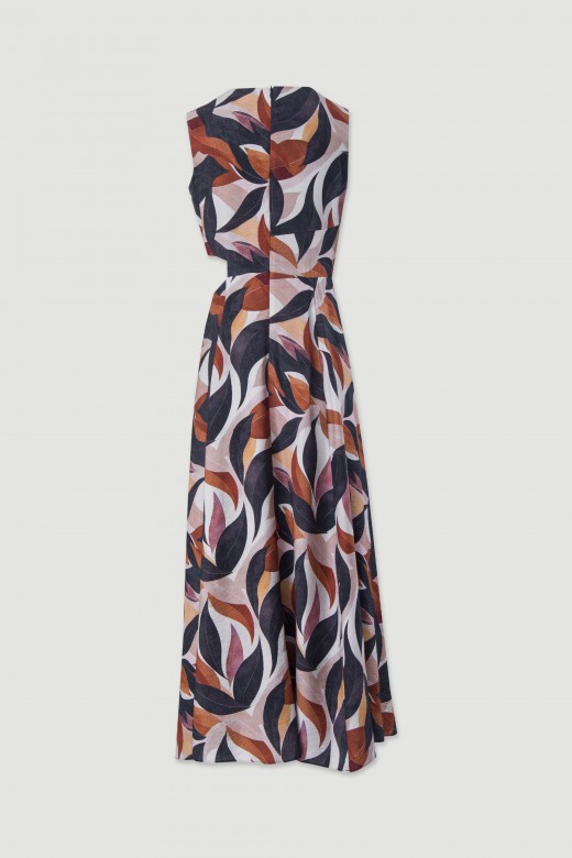 Vestido comprido estampado cut out