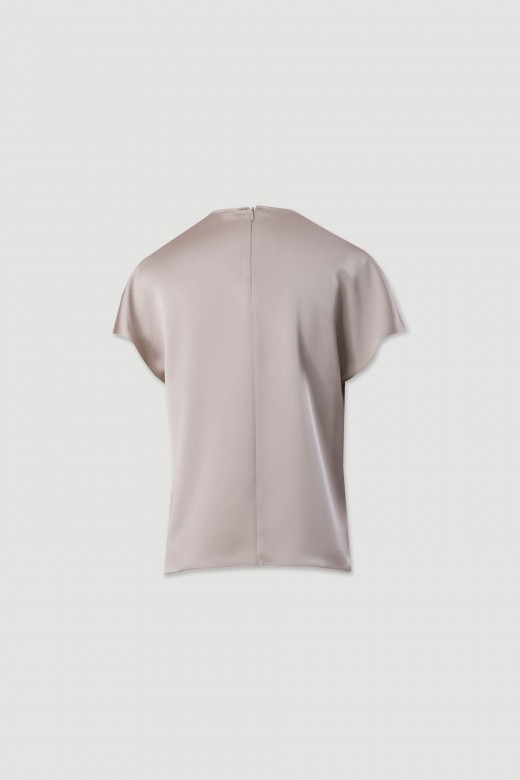 Satin blouse with subtle v-slit neckline
