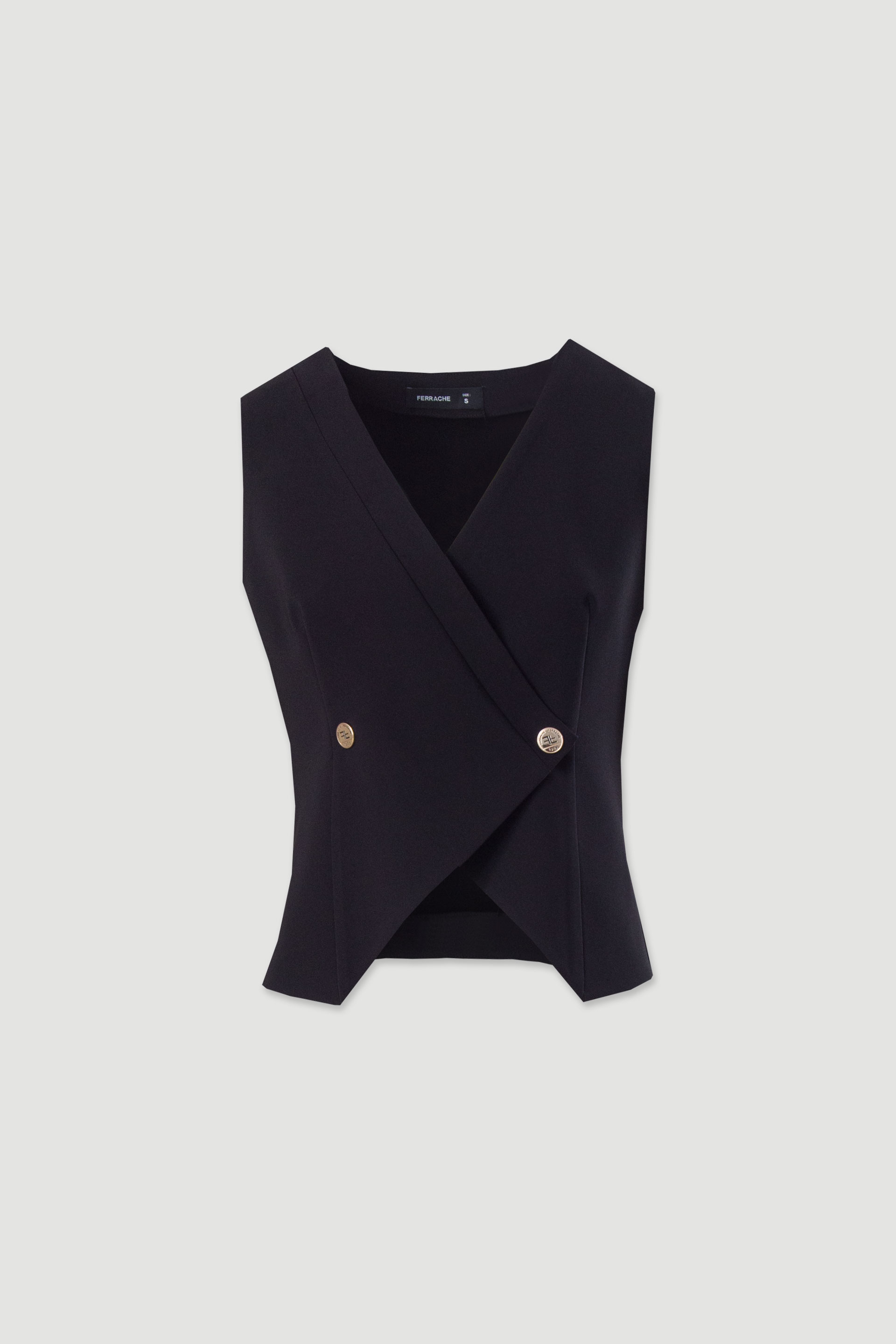 Chaleco corto entallado con cierre cruzado