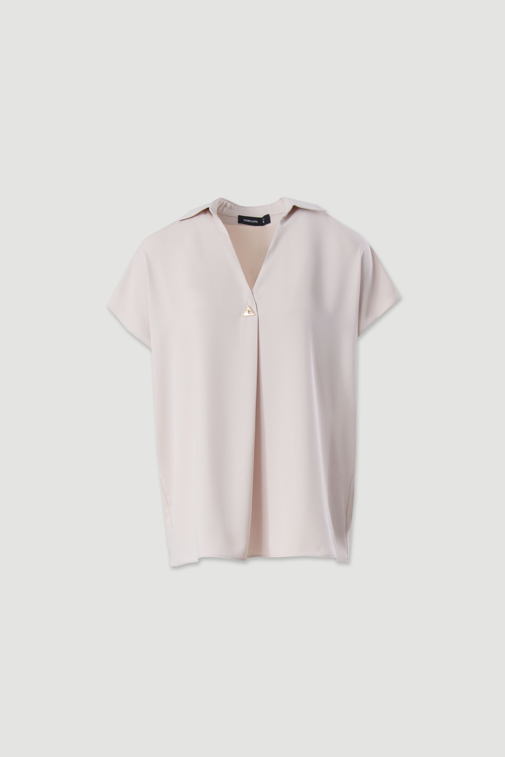 Túnica de manga corta con escote en v y detalle metálico