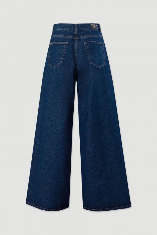 High-waisted wide-leg jeans 100% cotton