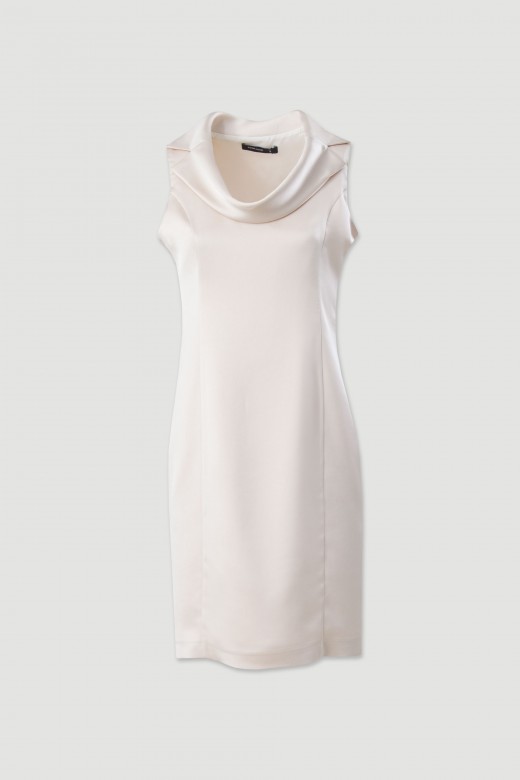 Short satin dress with draped neckline Short satin dress with draped neckline