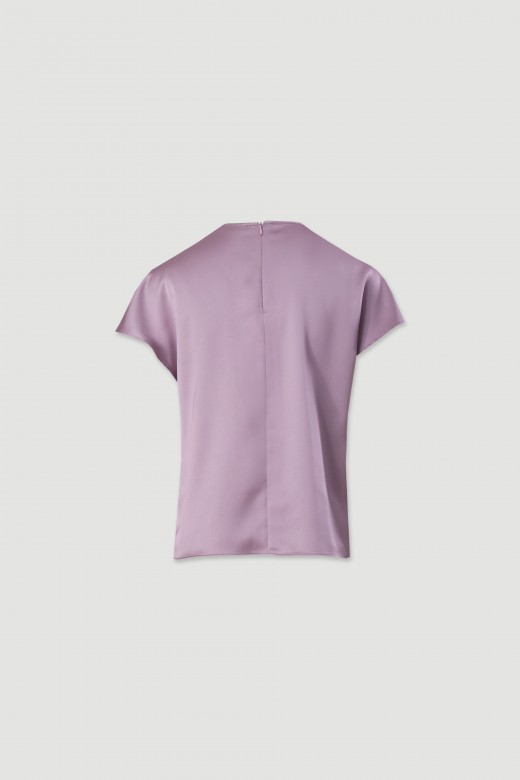 Satin blouse with subtle v-slit neckline