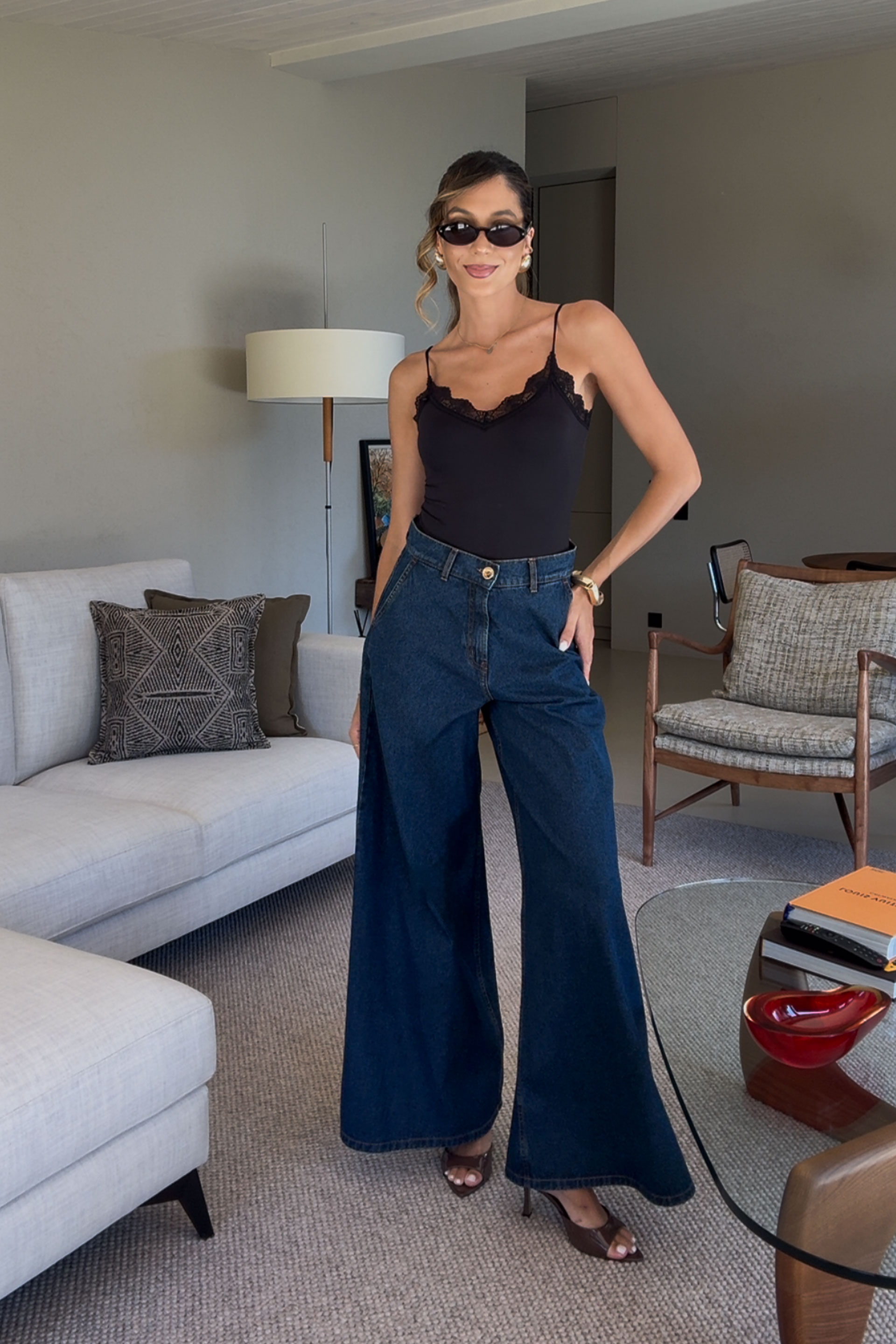 Vaqueros wide leg de tiro alto 100% algodón