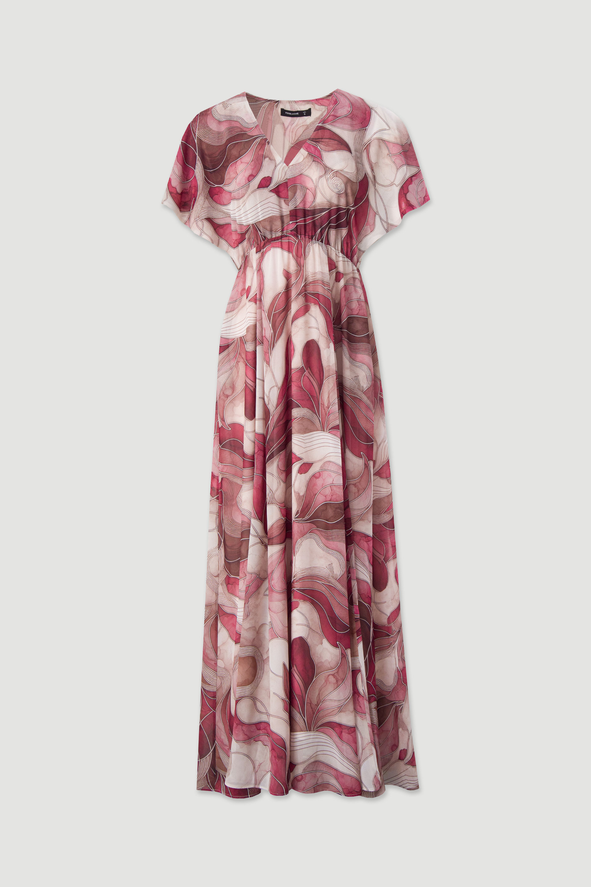 Vestido largo estampado con mangas cortas amplias