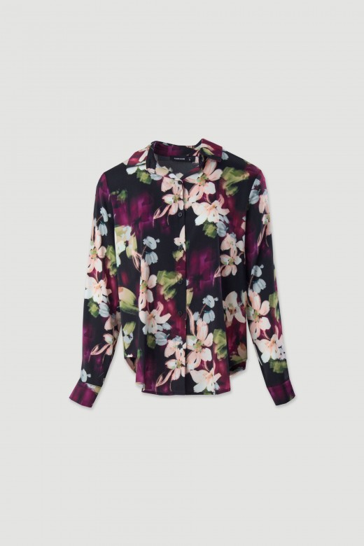 Blusa floral de manga comprida