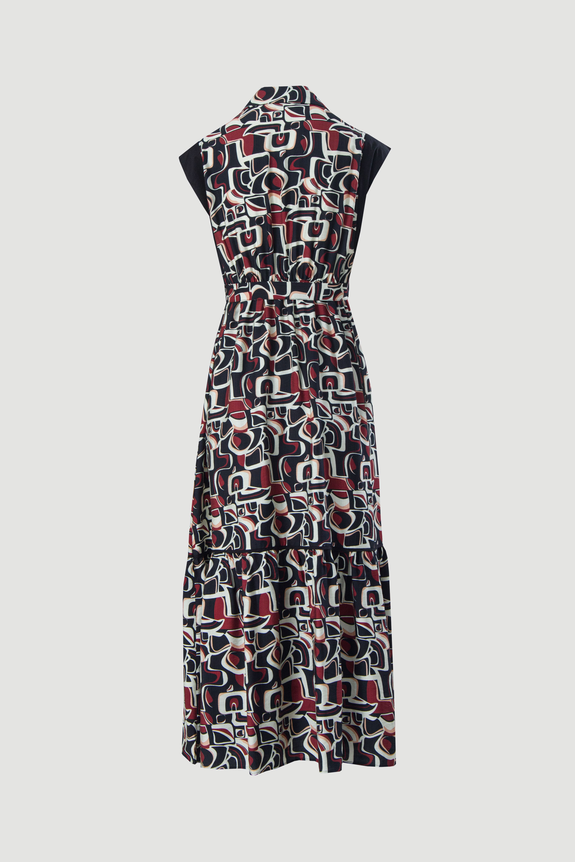 Vestido midi cintado estampado com cinto