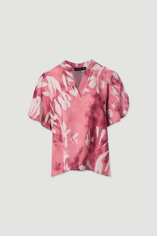 Túnica estampada com decote em v Túnica estampada com decote em v